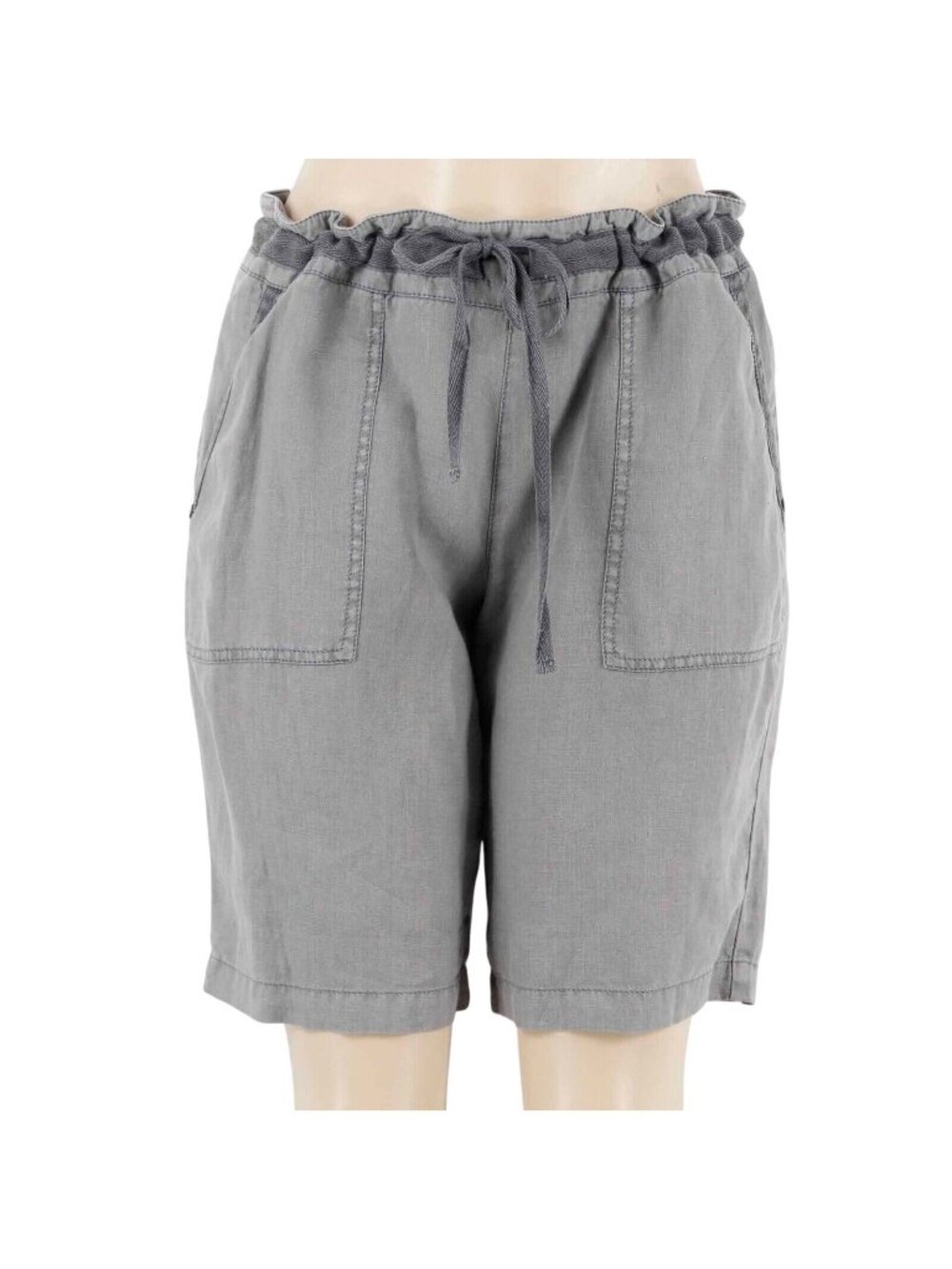 Michael Stars Shorts Sz 34 x 9.5 Gray Drawstring Pull On Pockets Linen Shorts